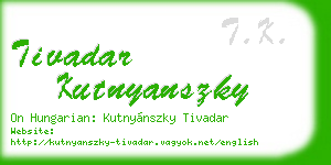tivadar kutnyanszky business card